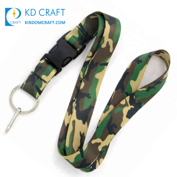 High quality no minimum order custom polyester heat transfer army military uniform logo sublimation printed camouflage lanyard